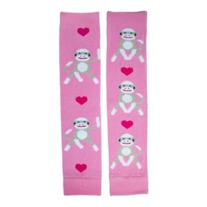 Pink Sock Monkey Leghuggers Leg Warmers by Huggalugs *Fits Newborn to 6 MTH- NIP